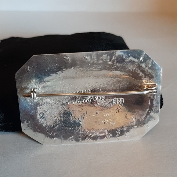 Vintage Industria Peruana 900 Sterling Silver Square Pin Brooch Sun Tonatiuh - Picture 5 of 8